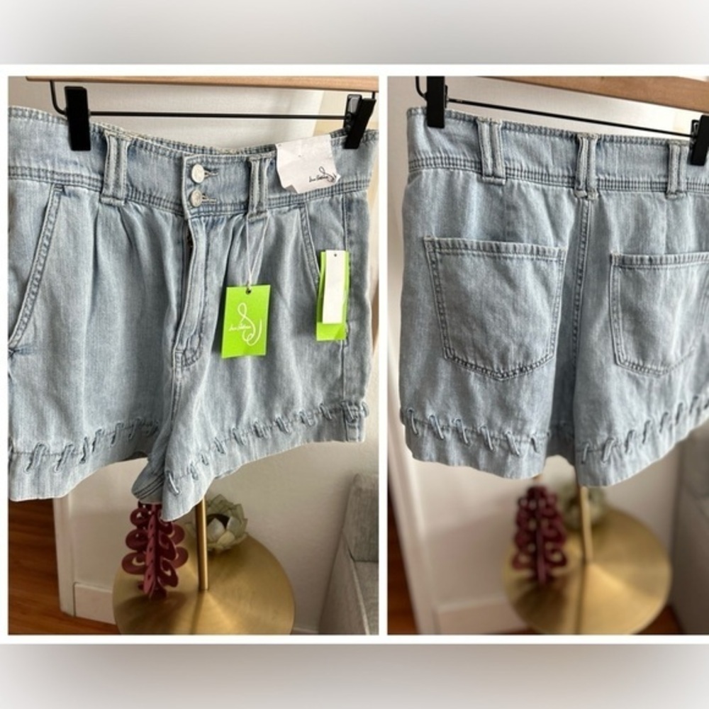 Sam Edelman High Waist Denim Shorts Size 30 Light Wash